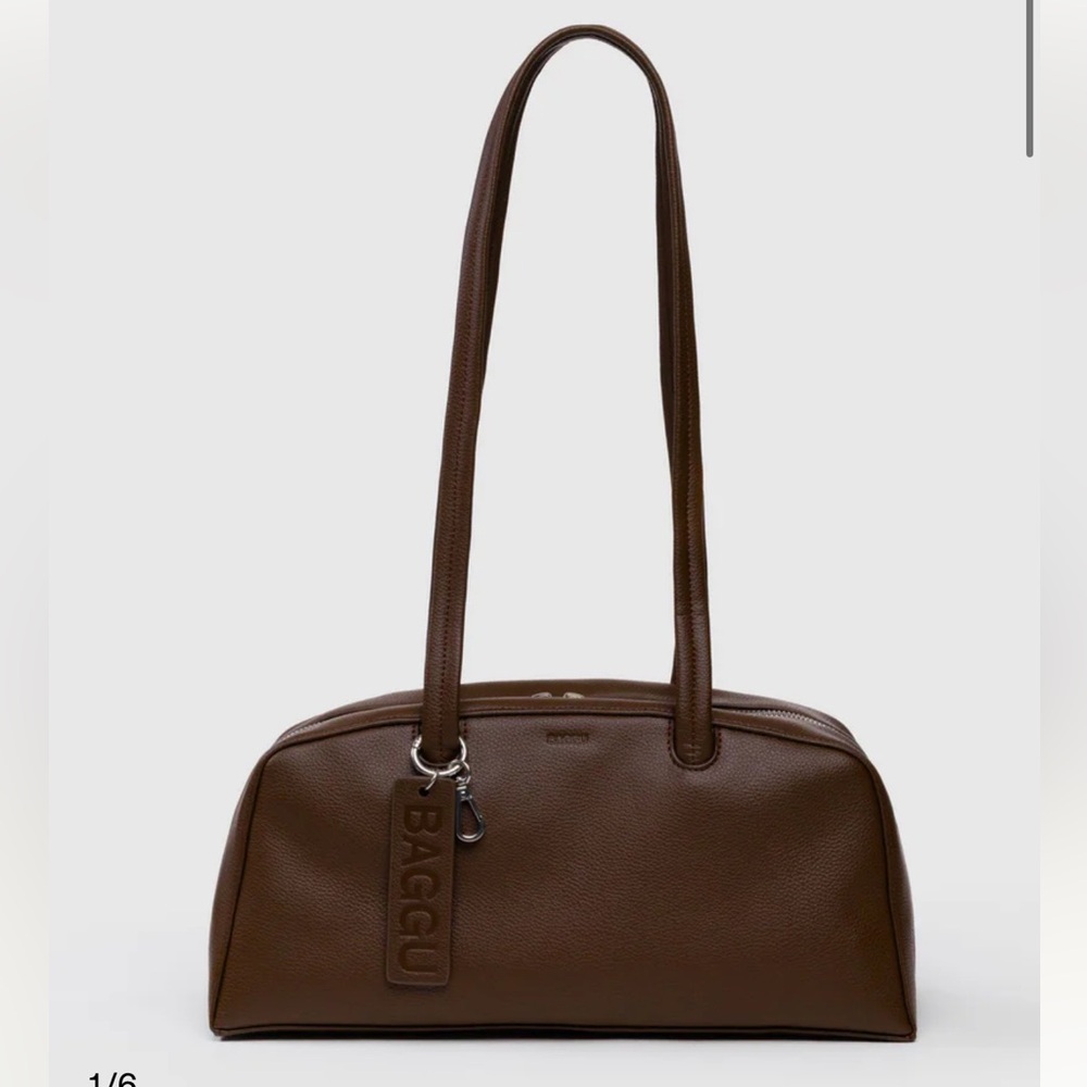 Baggu Brown Recycled Leather Bowler Bag